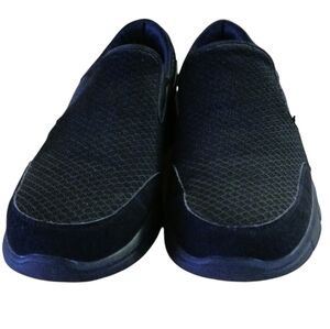 Men's Black Suede and Mesh Fabric Skechers Equalizer Slip Ons